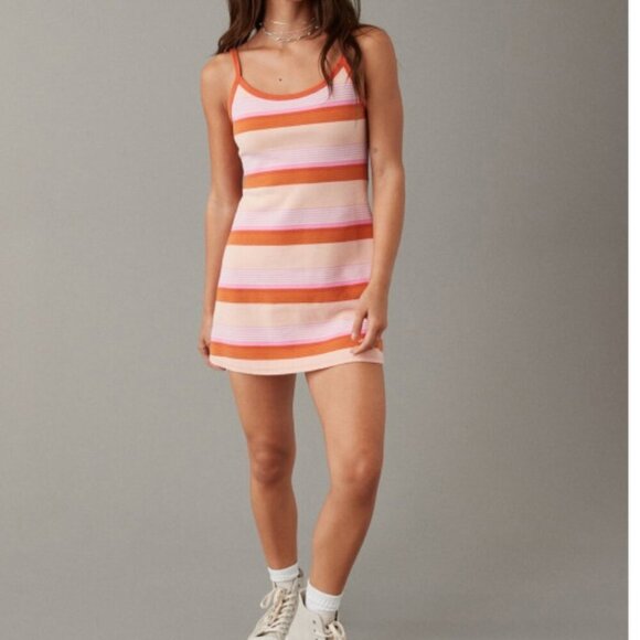 American Eagle Outfitters Dresses & Skirts - American Eagle Striped Mini Dress M Orange Pink NWOT